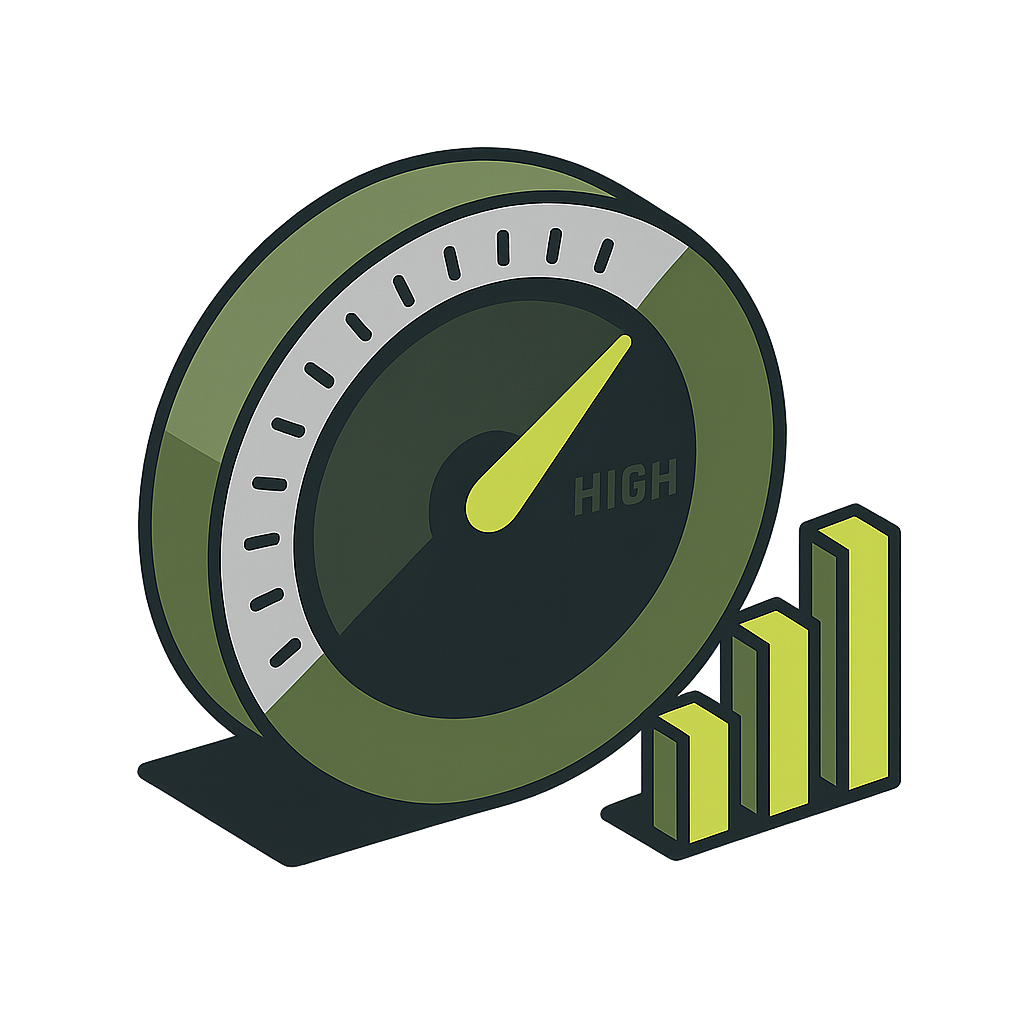 Trust score gauge with mobile signal bars