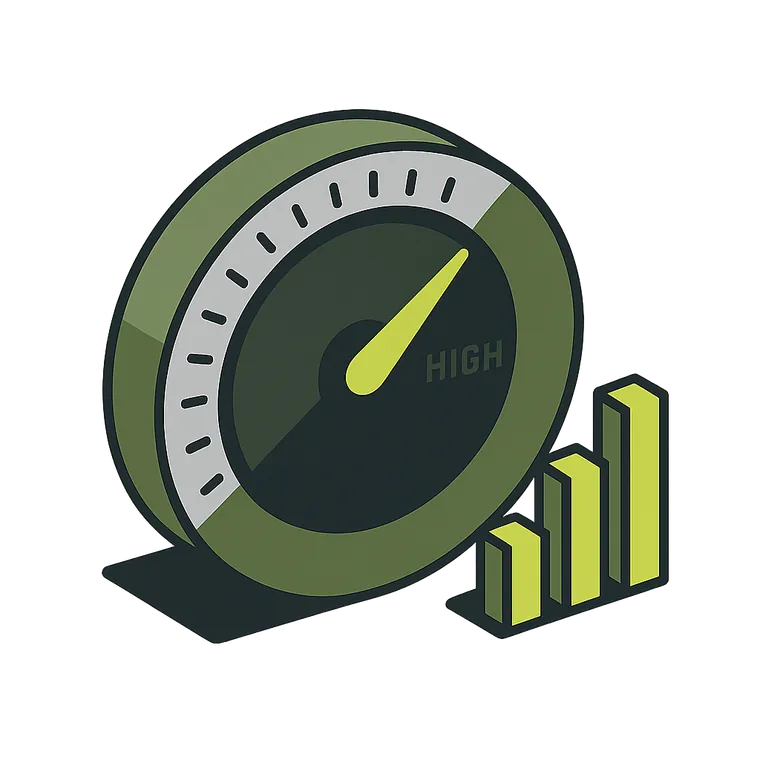 Trust score gauge with mobile signal bars
