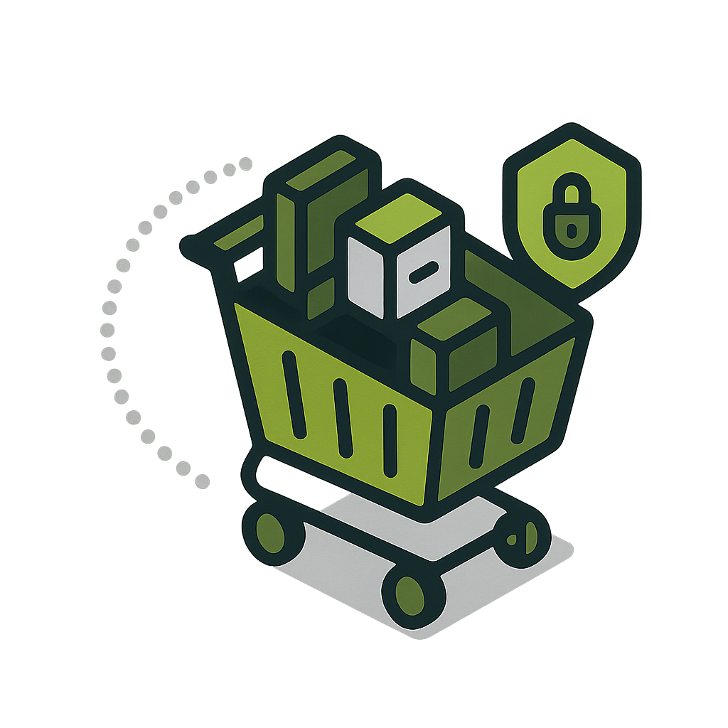Shopping cart with automated route line and security lock